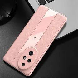 Luxury Lichi Leather Slim Matte Protective Case - Ultra Thin and Soft TPU Design for Honor 200 (Pink)