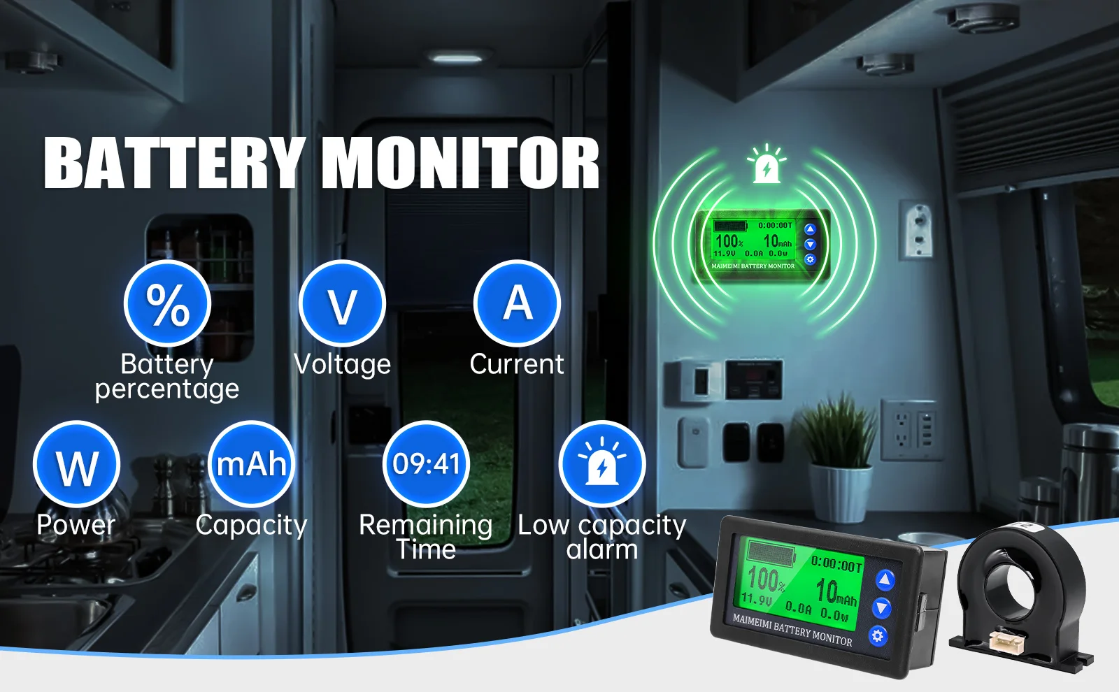 Moniteur De Batterie SODIAL - DC 8-100V 100A - Compatible Lifepo4, Plomb, Li-Ion - Neuf