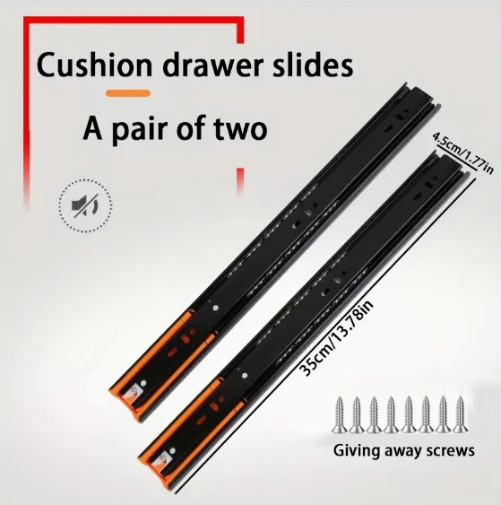 Heavy-Duty Black Steel Drawer Slide - 2-Pack, Adjustable 12-20 Inch Tracks