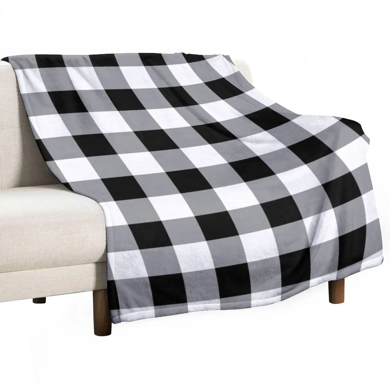 

Farmhouse Style Black Buffalo Check Pattern Throw Blanket Decorative Sofa Blanket Hairy Blankets