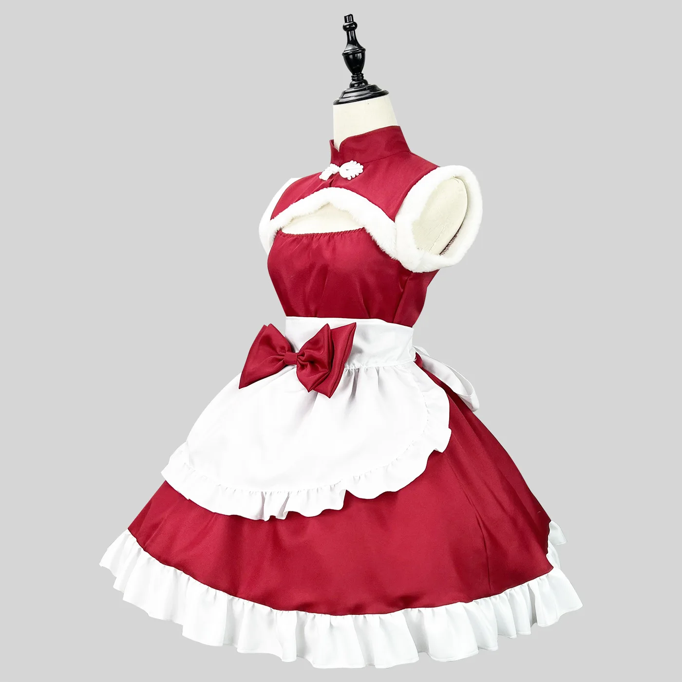 

Christmas Dress Santa Claus Cosplay Sexy Lolita Maid Skirt Xmas Red Clothes Uniform for Women Girls Adults New Year Party Suit