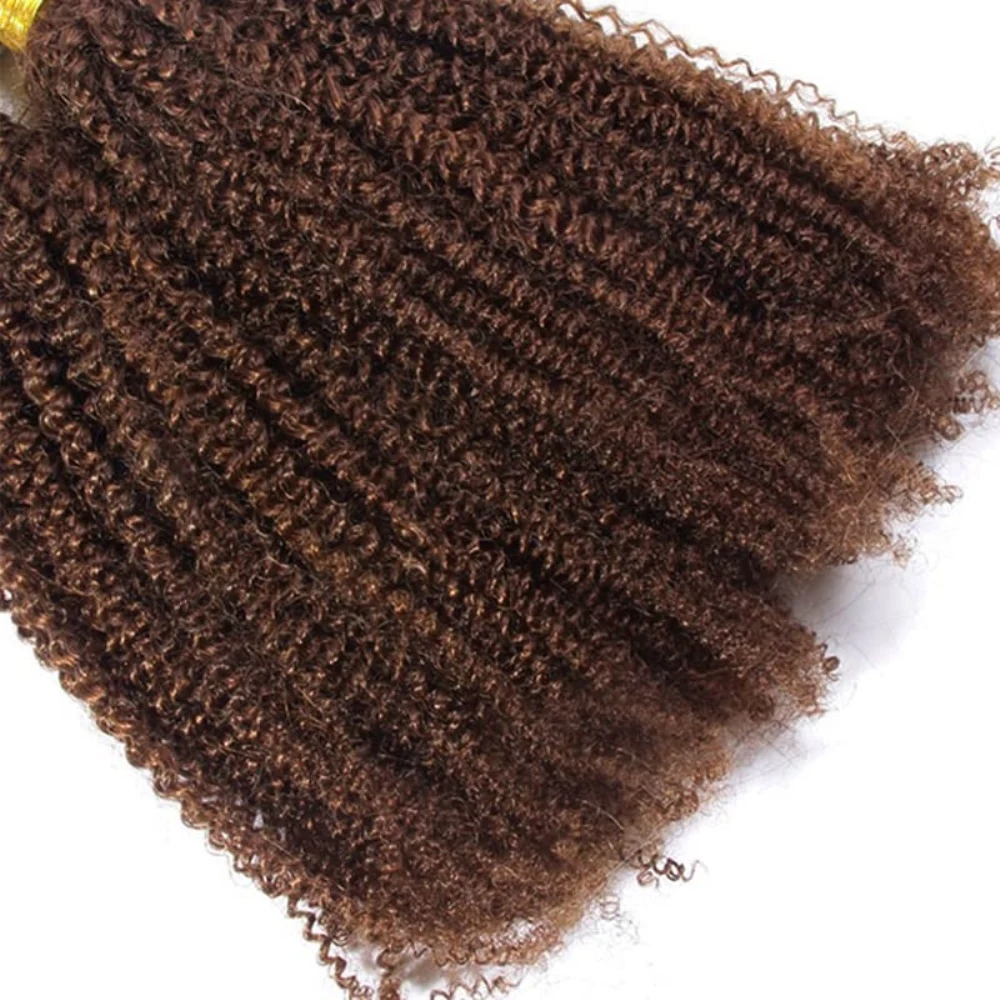 Afro Kinky Curly Human Hair Bulk for Braiding Mongolian Remy Human Hair Extension Bundles No Weft Natural Black For Women