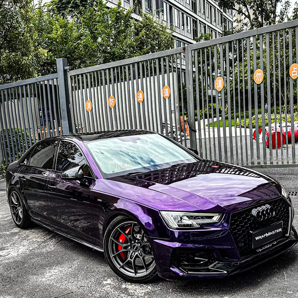

Size：1.52x18m 5x59ft/Roll PET Metallic Vnice Purple Glossy Metallic Vinyl Car Wrap best car paint protection coating flim