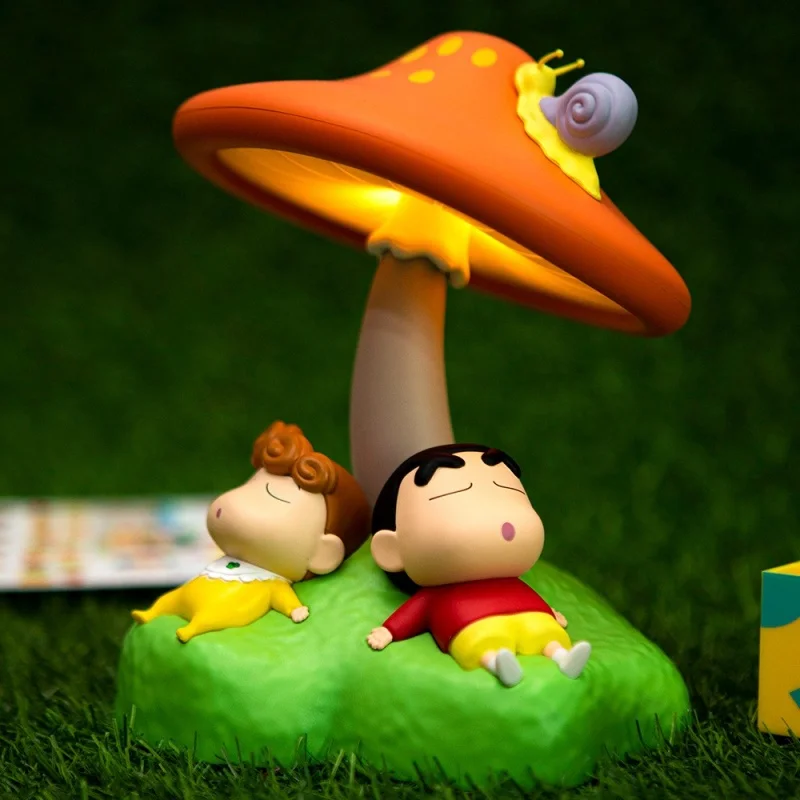 

15.5cm Original Crayon Shin-Chan Authentic Cartoon Mushroom Lamp Sleep Kawaii Night Light Desktop Creative Ornament Collect Gift