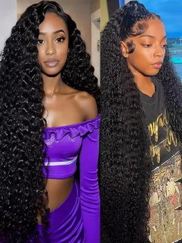 200 Density 13x4 13x6 Hd Transparent Loose Deep Wave Lace Frontal Wig Brazilian 30 40 Inch Curly Lace Front Wigs For Black Women 1