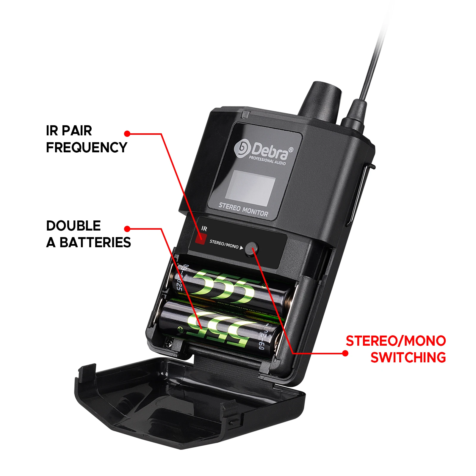 Debra ST-102 Stereo In-Ear Wireless Monitoring System Professional 530~580MHz Fr