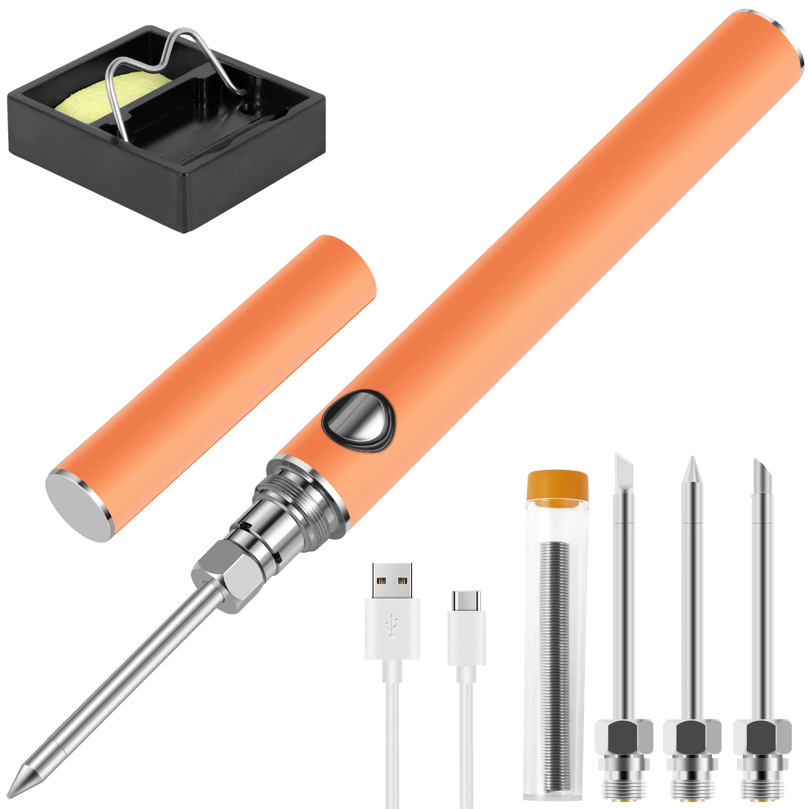 

Cordless Soldering Iron Kit 5V 1100mAh USB Rechargeable Soldering Welding Tool Kit with 3 Soldering Tips Portable Adjustable