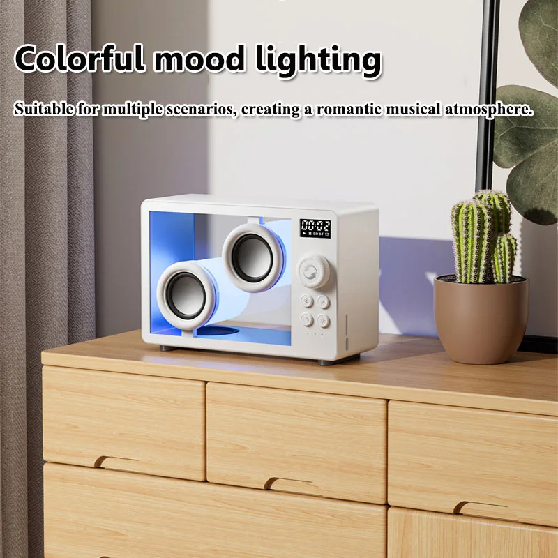 Mini Transparent Bluetooth Speaker Wireless Powerful Bass Music Box Soundbar with Colorful Atmosphere Light Support TF Card Play
