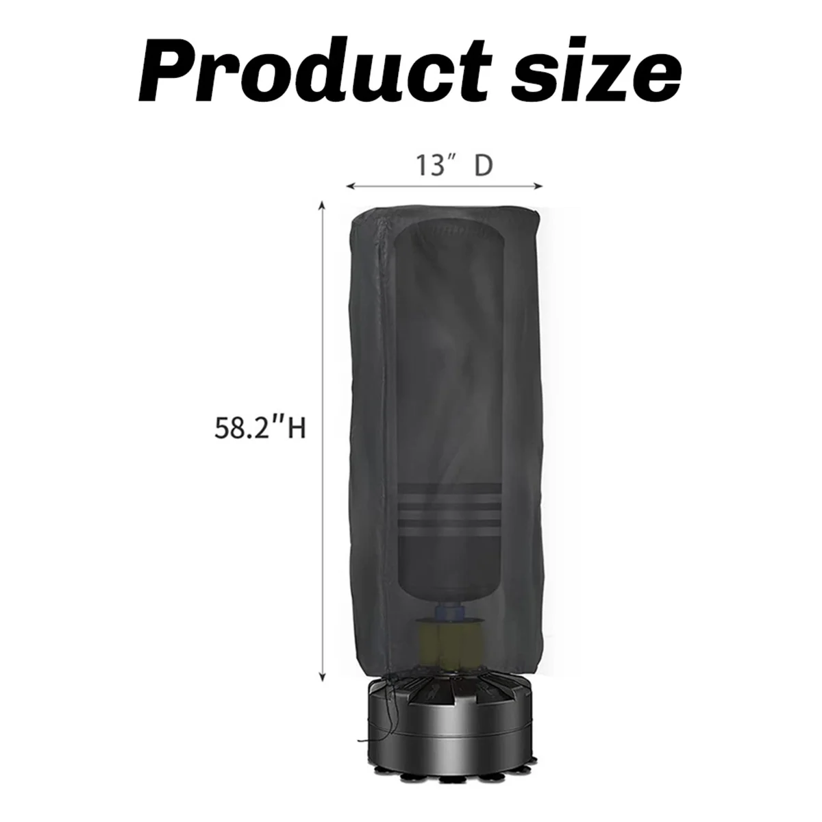 BAAU 58.2x13Inch Punching Bag Cover Outdoor Waterproof, Oxford Cloth Boxing Bag Cover Freestanding Heavy Black