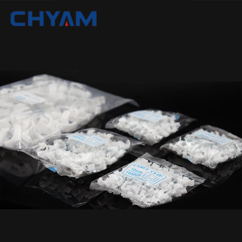 Cable Clamp 4/5/6/7/8/9/10/12mm Rectangle Shape Wire Buckle Fixing White Round Steel Nail Wall Hanging Screw Mount