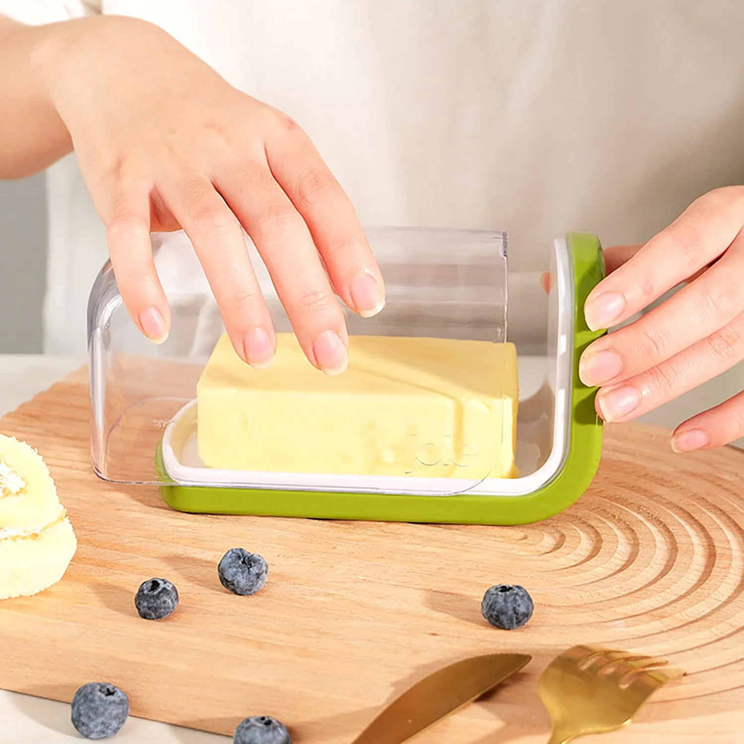Joie máslo úložný skříňka kluzné kryt design máslo miska zapečetěné fresh-keeping úložný sýr jídlo grade textilie chladnička