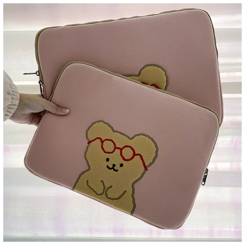 Cute Brown Bear Cartoon Laptop Bag 13 14 15.4 Inch Case For