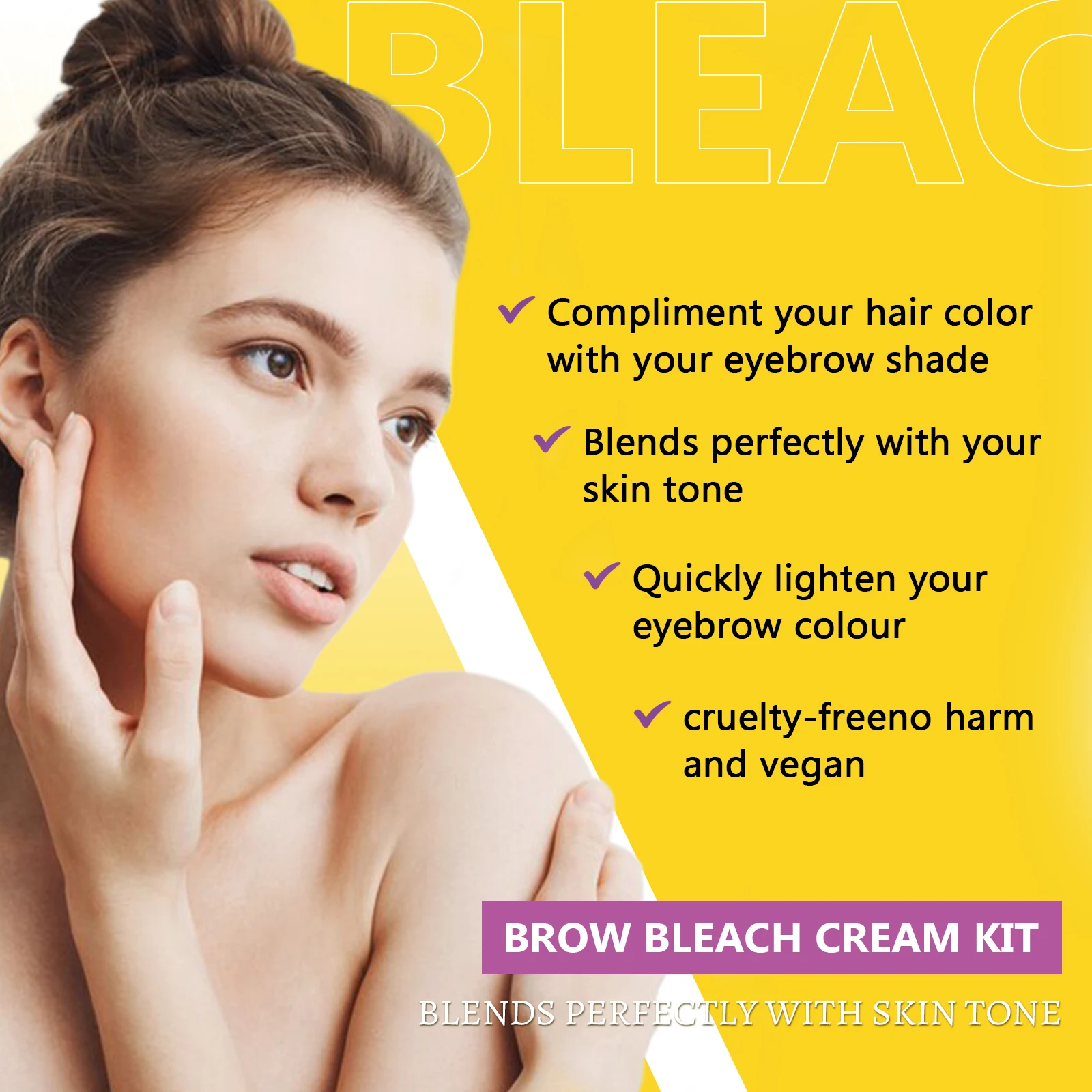 Eyebrow bleaching kit, better eyebrow shaping and matching clothing, gentle - with skin protection barrier, short process