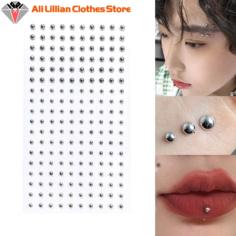 Faux sourcils Piercing faux lèvres Labret goujons bâton sur faux nez Stud Piercing Facial adhésif visage bijoux Non Piercing peau