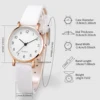 3pcs/set Women Leather Simple Quartz Watch with Number 8 Bracelet Necklace Set 5