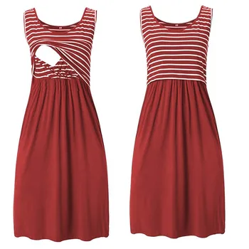Mail Jacket Maternity Pregnant Dress Stripe Breastfeeding Maternity Tunic Summer Women Long Sleeve Maternity Picture Dresses 1