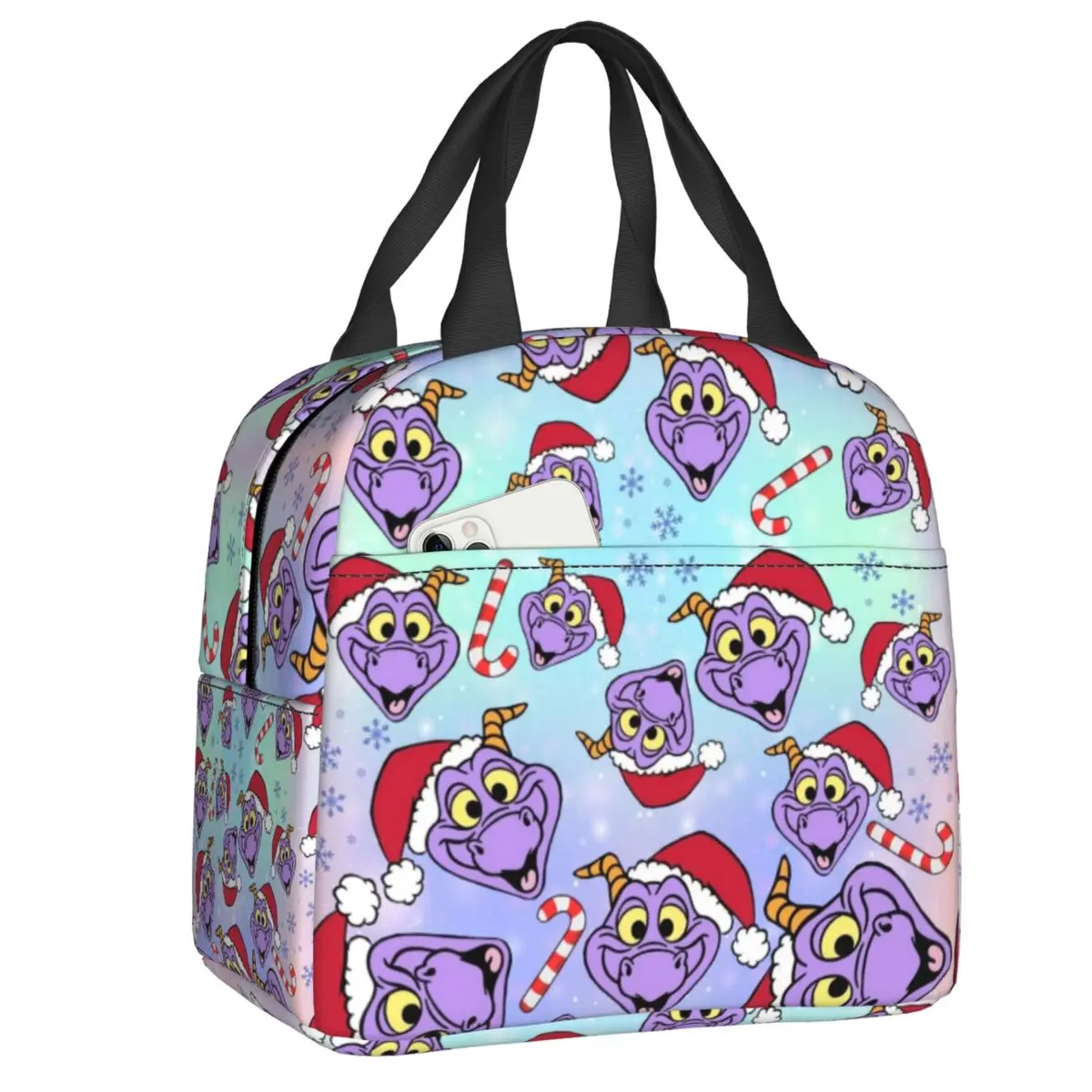 

Custom Christmas Figment Dragon Lunch Bag Women Warm Cooler Insulated Lunch Boxes for Kids School Children