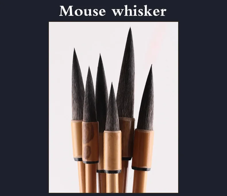 6 stücke Kalligraphie Pinsel Maus Whisker Schreiben Pinsel Traditionelle Kalligraphie Regelmäßige Skript Kaishu Chinesische Malerei Pinsel Stift – Detail 3