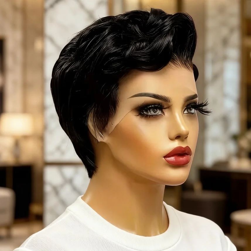 Body Wave 13x4 Lace Front Wig for Women Human Hair Short Pixie Cut Wig Pre Plucked 180% Density 3