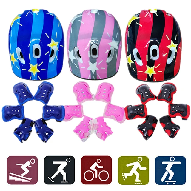 Kids Adjustable Helmet Protective Gear Set Sports Knee Elbow Wrist Pads for Children Boys Girls Bike Skateboard Scooter Roller 3
