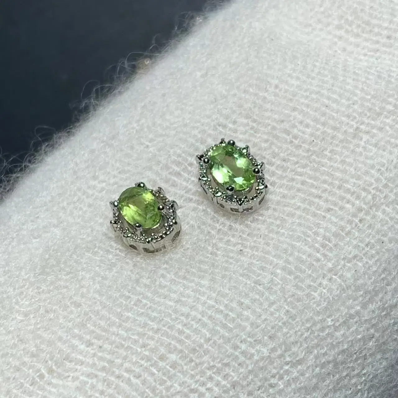 Authentic Natural Peridot 925 Sterling Silver Stud Earrings For Women Jewelry Gift Simple Peridot Jewelry Green