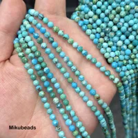 Perles rondes à facettes en Turquoise Rare naturelle, 4.2mm, amples, pour la fabrication de bijoux, collier et Bracelet, DIY, vente en gros 6