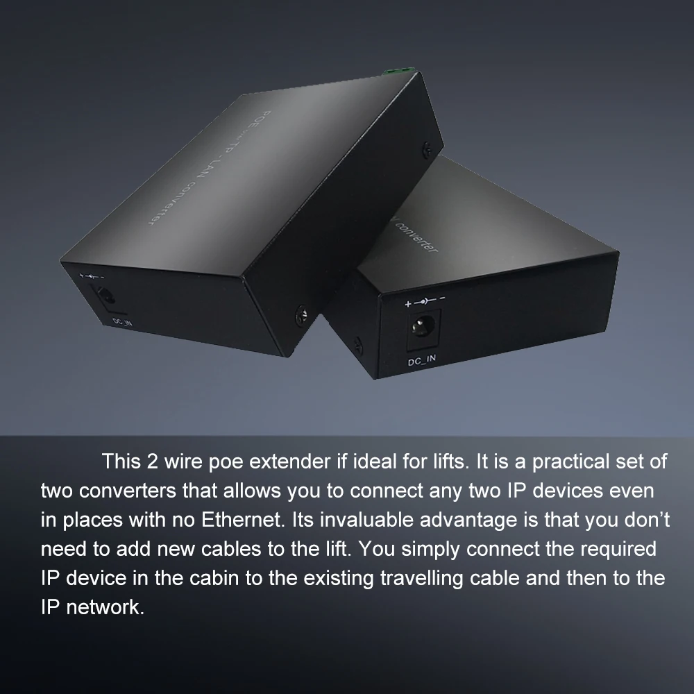 10/100Mbps Ethernet repeater converter over Twisted Pair 2-wire PoE extender 500m long distance for IP Camera