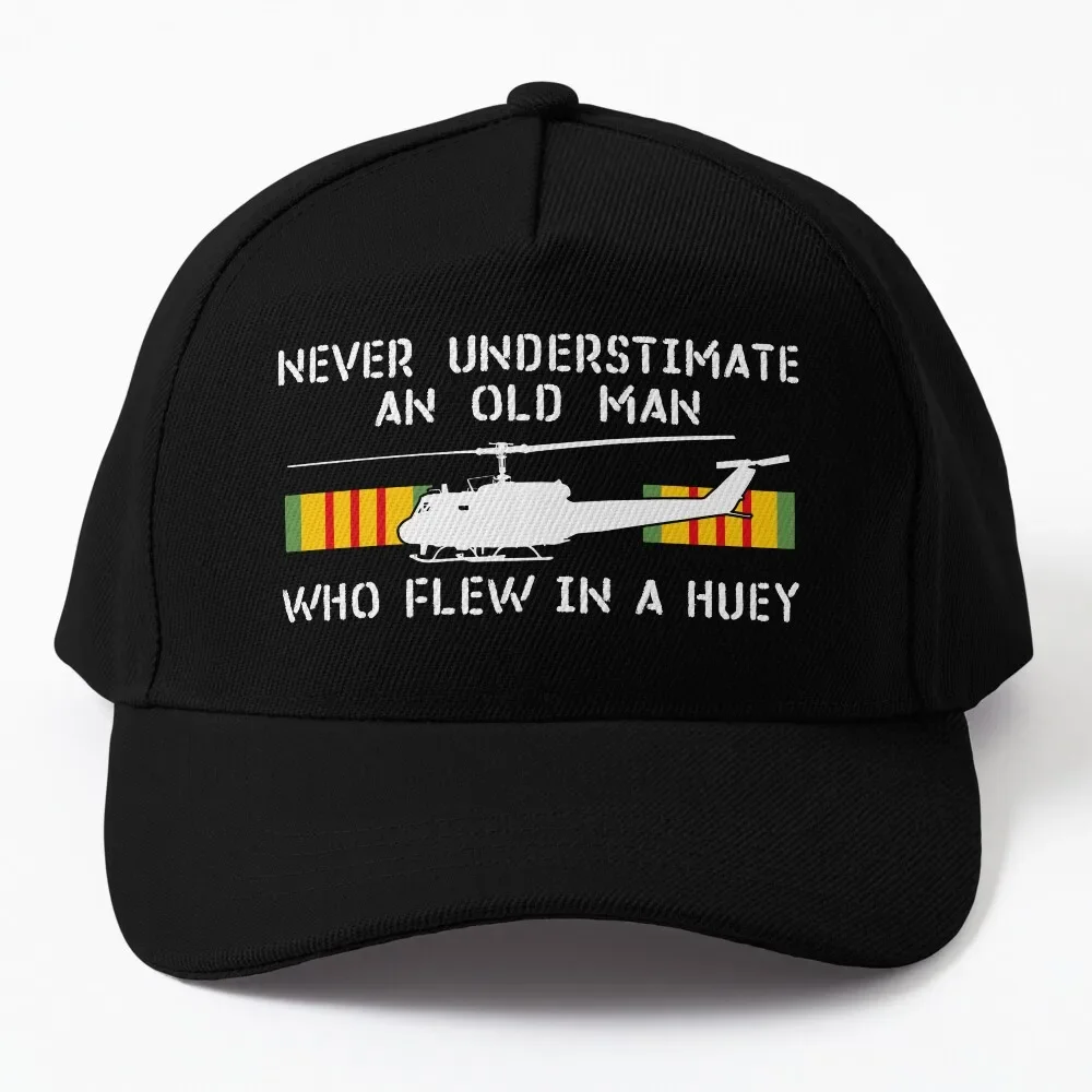 

NEVER UNDERSTIMATE AN OLD MAN WHO FLEW IN A UH-1 HUEY Baseball Cap Snap Back Hat birthday Golf Hat Boy Child Women's