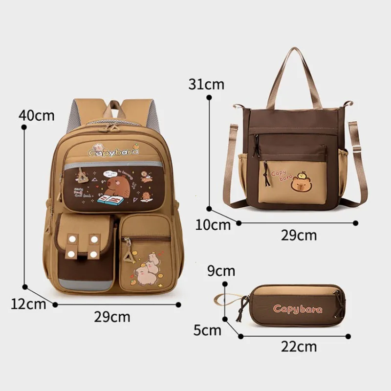 Kawaii Capybara School Backpack for Girls School Bags Set Casual Daypack Teens Girls Book Bag Children Schoolbag Travel Backpack