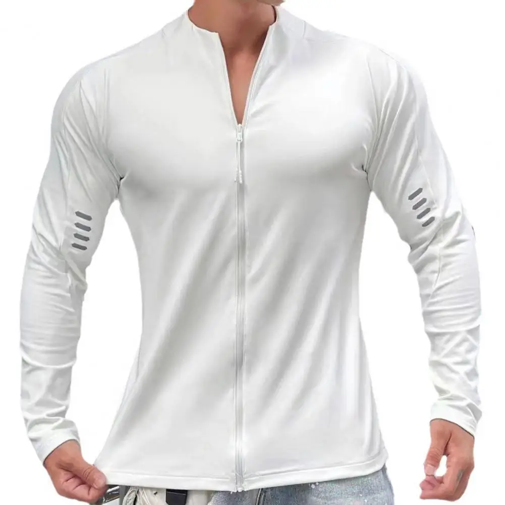 

Men Fitness Sports Coat Lightweight Sweat Absorption Running Bodybuilding Sweatshirt Zipper Up Coat