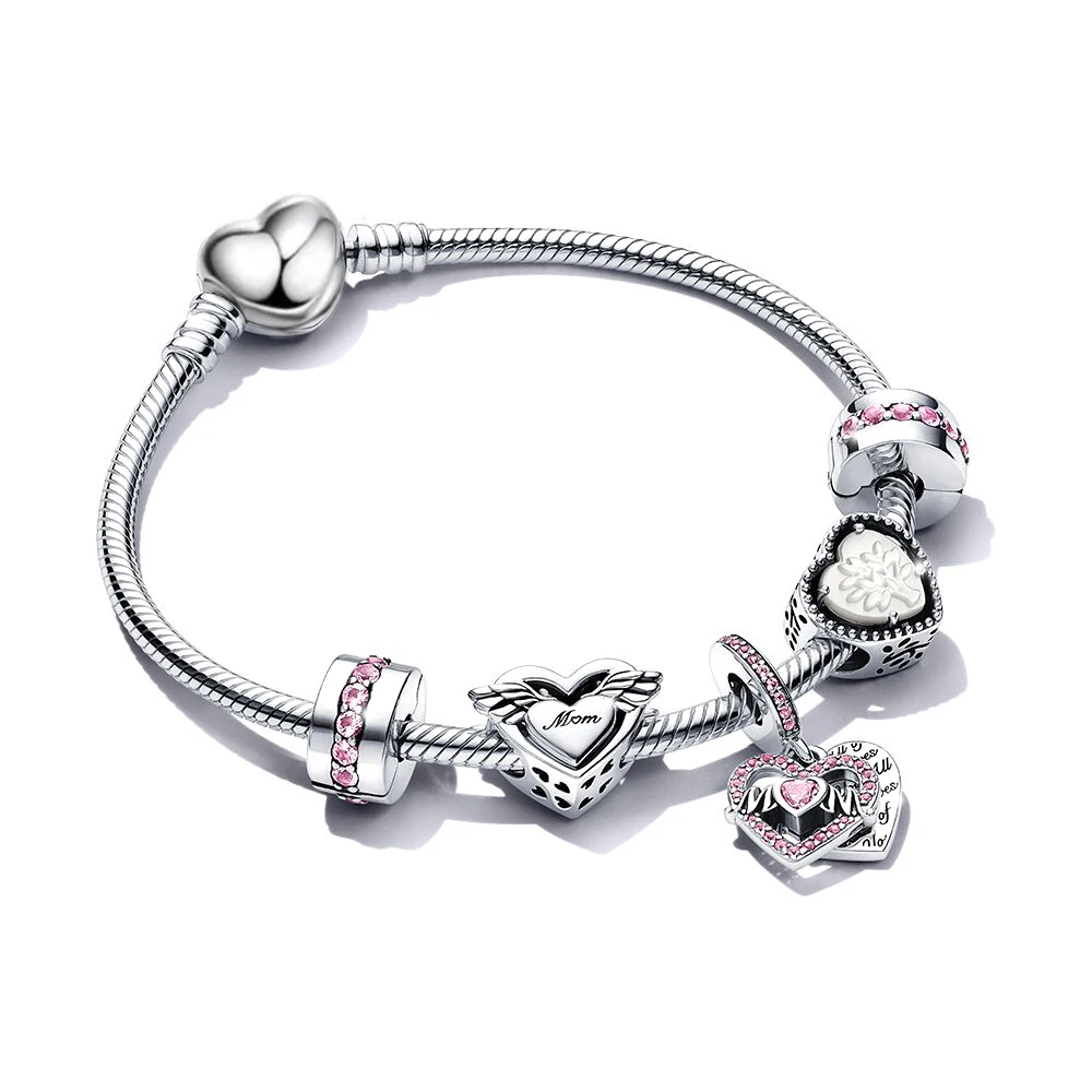 Bracelet Jewelry Heart Key Pendant Charm Beaded Bracelet For Women Girls Princess Crown