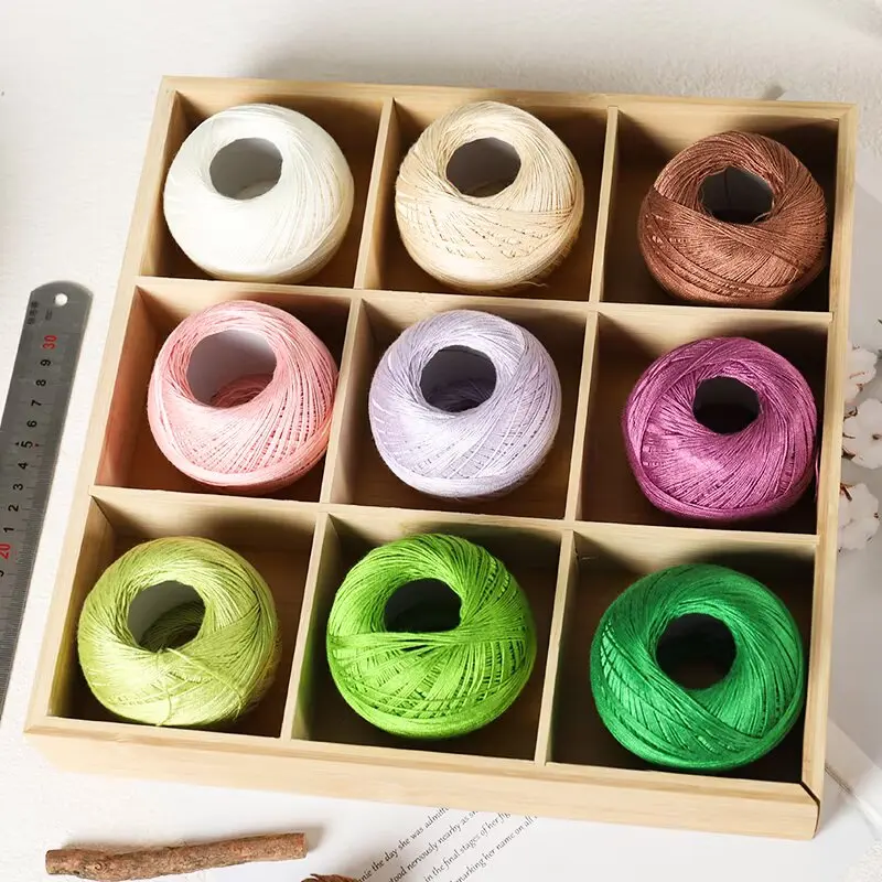 No. 7 Lace Thread Thin Summer Crochet Yarn Bamboo Fiber Linen High Twist Thin Thread Handmade DIY Materials Used for Making Crocheted Summer Thin Hollow Sweater Scarf Shawl Hat Tablecloth Sofa Cover Sandals and Other Clothing Yarn Balls 1 Bag = 300g=6 3
