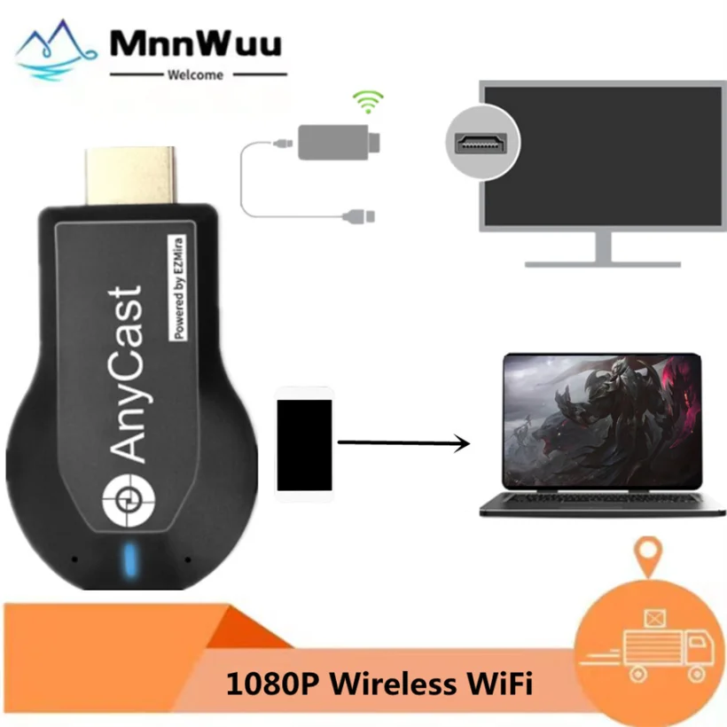 

MnnWuu 1080P Wireless WiFi Display TV Dongle Receiver HDMI-compatible TV Stick M2 Plus for DLNA Miracast for AnyCast for Airplay