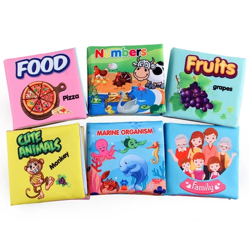 Cloth Book Toddler Soft Baby Books Rustle Sound Baby Quiet Books Infant Early Learning Educational Toys 0 -12 Months Tear-proof 6