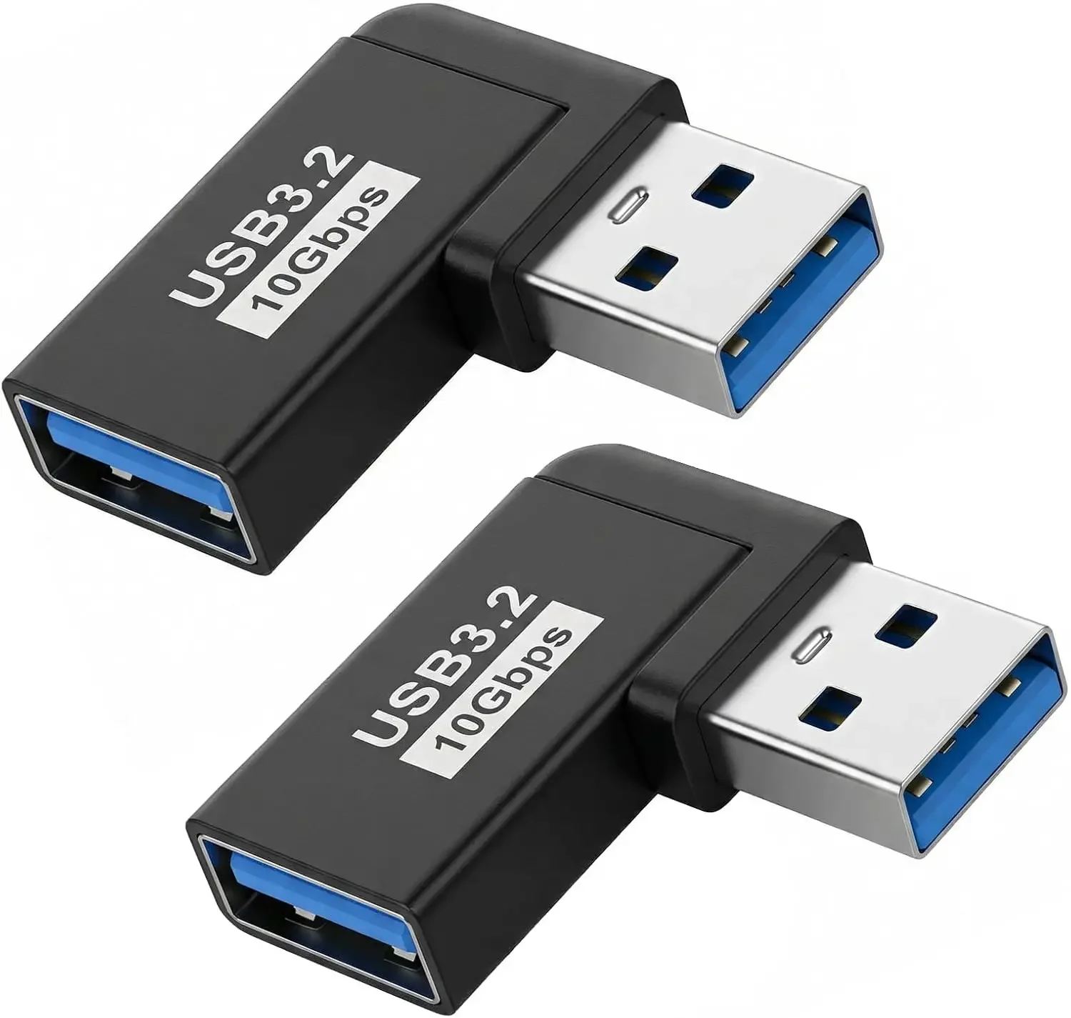 High-Speed 90-Degree Right Angle USB 3.2 Adapter - Male to Female Extension Connector
