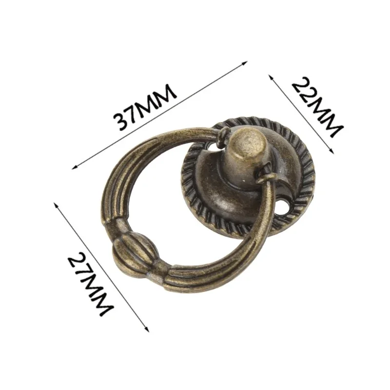 Creative Small Wardrobe Handle Jewelry Boxes Antique Drop Ring Pulls Kitchen Cabinets Drawer Handle Furniture Hardware