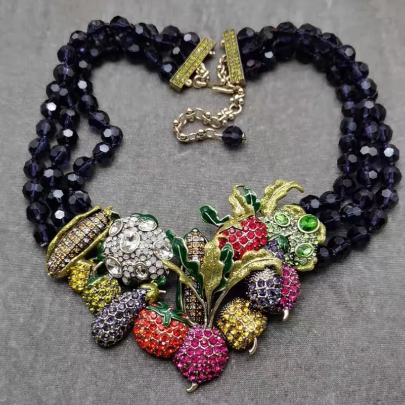 TimelessWonderCrystalBeadedZirconiaFruitsStatementNecklacefor