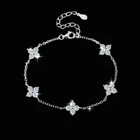 925 Sterling Silver Crystal Flower Bracelet for Women Girls New Personality Korean Chain Fashion Jewelry Accessories Party Gifts