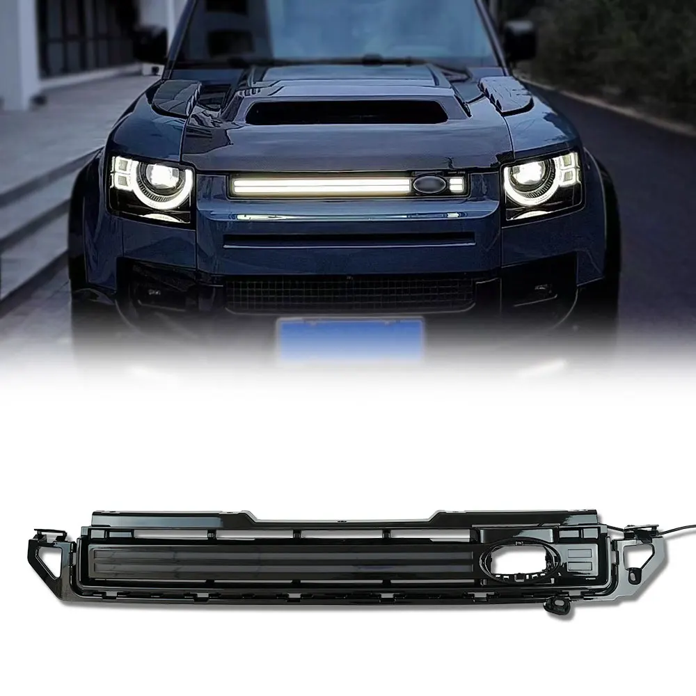 

Car Ventilation Grille Front Bumper Grill Mesh with Led Dynamic Lights for Land Rover Defender 90 110 2020 +