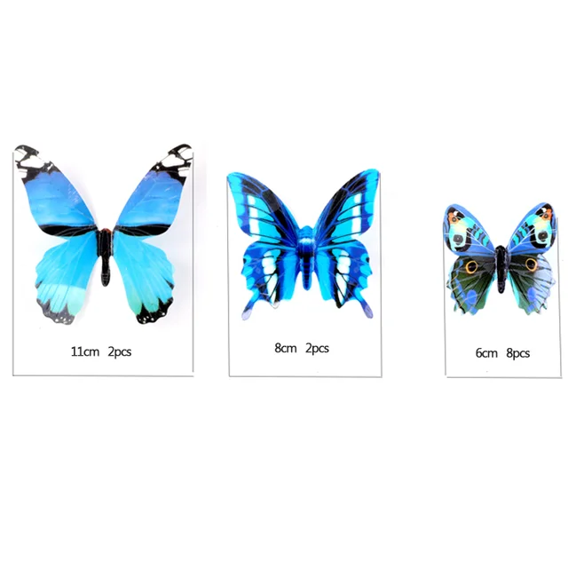 Autocollant mural créatif papillon lumineux 3D, 12 pièces, à la mode, pour bricolage, Art mural moderne, décorations pour la maison, cadeau DIY, nouvelle collection 6