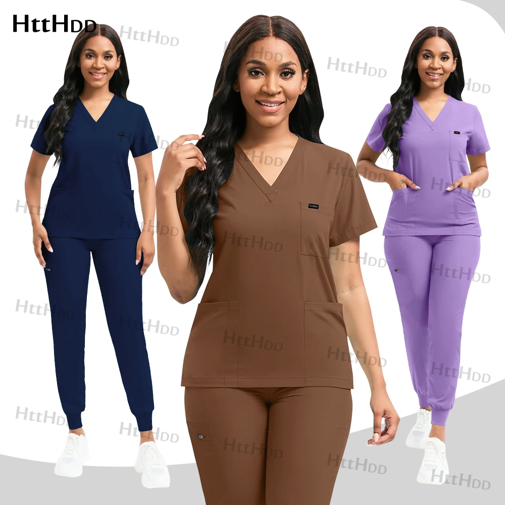 

Medical Uniforms Women Wholesale Hospital Doctor Nursing Scrubs Uniform Dental Clinic Pet Shop Scrub Top Pants Suit Spa Uniforms