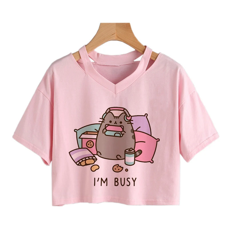 T Shirt Cat Kawaii Ulzzang Tumblr Grunge Graphic Tshirt Women Harajuku Tee Shirt Casual Cartoon T-shirt Female Kawaii Crop Top mother of the groom dresses