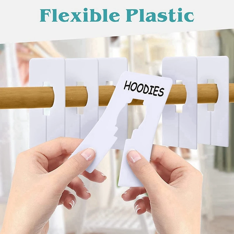 AT44-180 Closet Dividers For Hanging Clothes- Rectangle Clothing Size Dividers,White Closet Divider Set With Marker