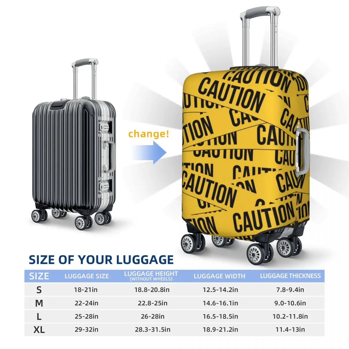 Caution Tape Pattern Suitcase Cover Crime Scene Flight Cruise Trip Elastic Luggage Accesories Protection images - 6