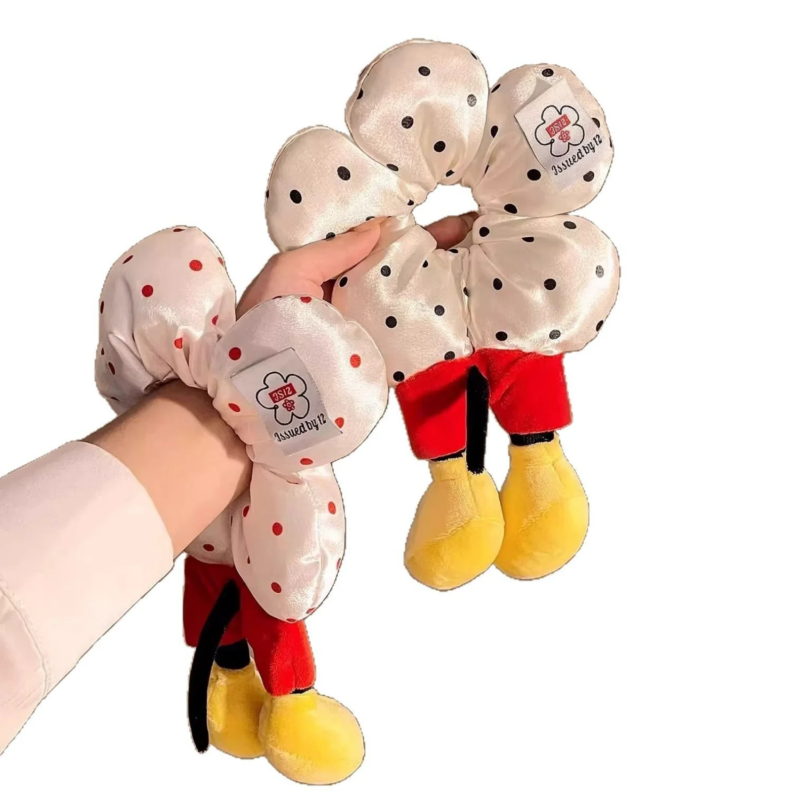 1PC　Cute Cartoon Doll Hair Scrunchie, Polka Dot Flower - Shaped Hair Tie, Fun & Kawaii Hair Accessory for Girls