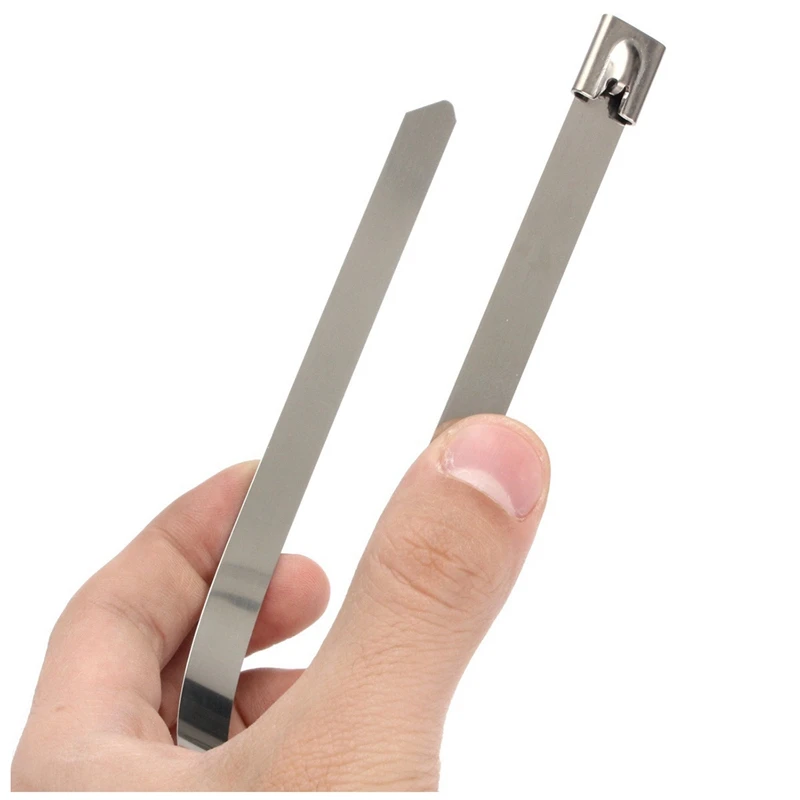 

100 Pcs 0.39 Inch X 15.75 Inch Stainless Steel Metal Cable Zip Tie Wrap Exhaust Straps