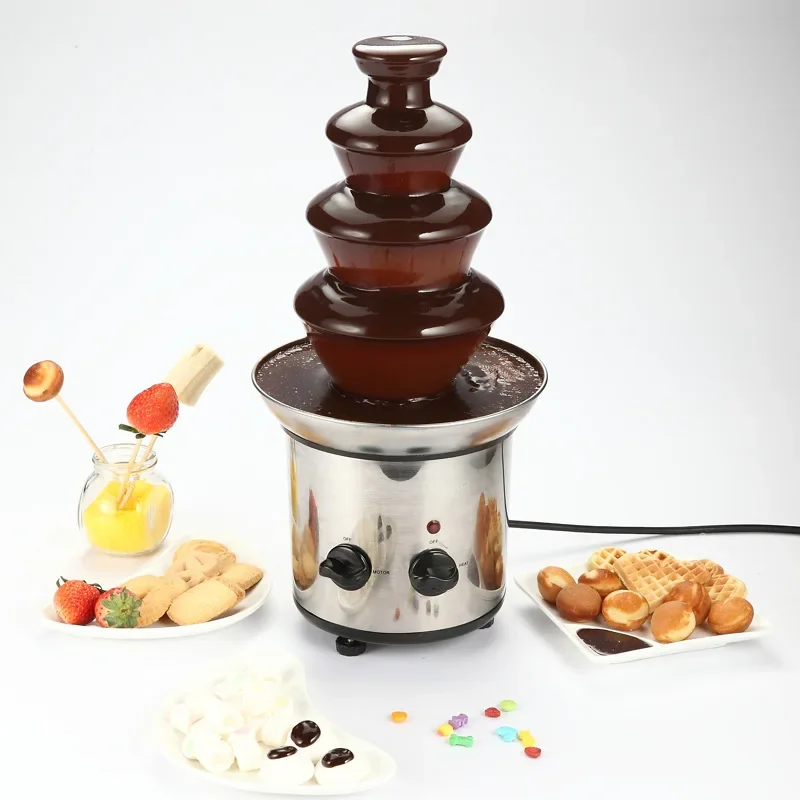 220V Professional Chocolate Fountain Machine with Four Tiers for Hotel Buffet and Party C