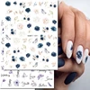 3d Nail Art Stickers Retro Color White Royalblue Blossom Flowers Buds Leaves Decals For Nails Decoration Manicure Salon Beauty 1