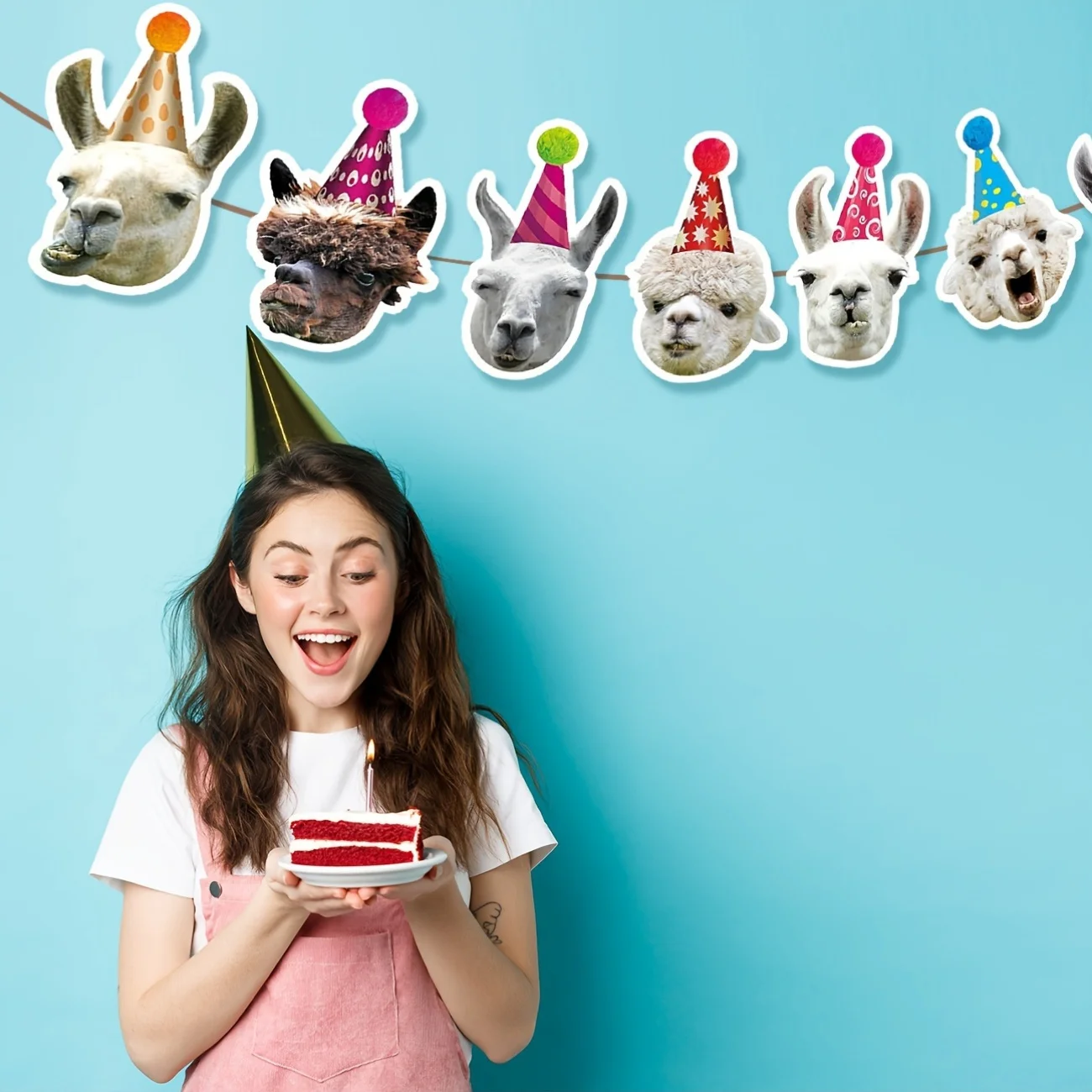 Party Decorations Llama Birthday Garland Funny Alpaca Face Portrait Bunting Hilarious Mexican Bday Party Decoration Baby Shower Supplies