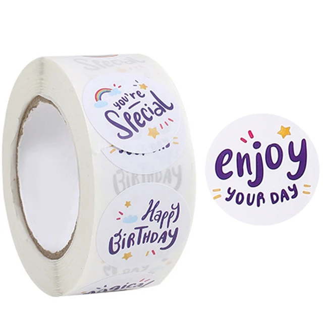 Pegatinas de feliz cumpleaños para niños, etiquetas de sellado